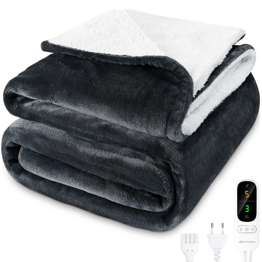 MYCARBON Heizdecke mit abschaltautomatik 180x160cm, Waschbar Wärmedecke Elektrisch mit 6 Heizstufen