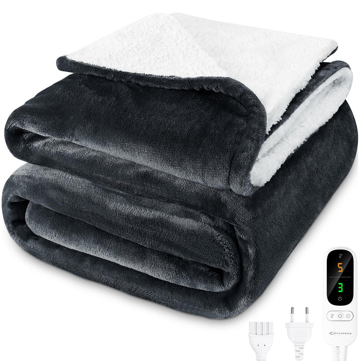 MYCARBON Heizdecke mit abschaltautomatik 180x160cm, Waschbar Wärmedecke Elektrisch mit 6 Heizstufen