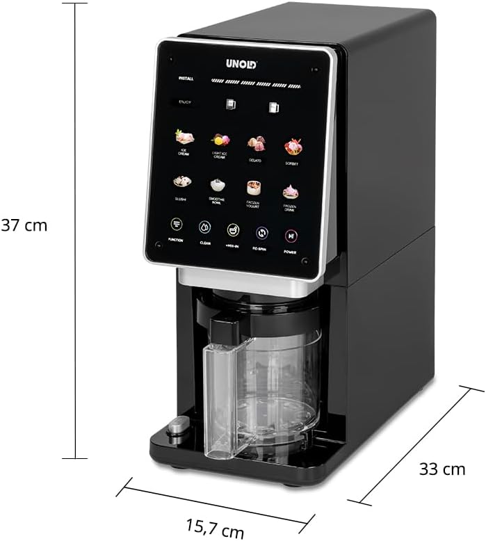 Unold Eismaschine Cream Dream 48805, 3x 500 ml Behälter, 8 Programme, Touchscreen, für Eiscreme, Gel