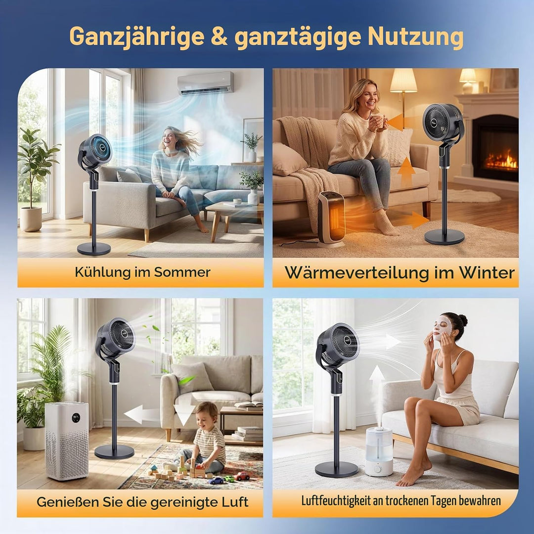 Bonnlo 3 in 1 Standventilator mit Fernbedienung &amp; 9H-Timer, Ventilator Leise mit 8 Windstufen, 3 Mod