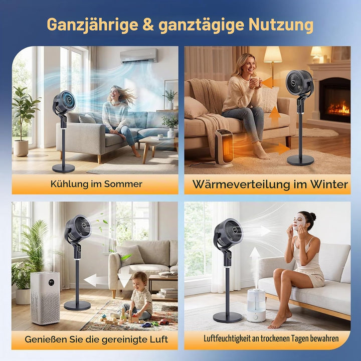 Bonnlo 3 in 1 Standventilator mit Fernbedienung &amp; 9H-Timer, Ventilator Leise mit 8 Windstufen, 3 Mod