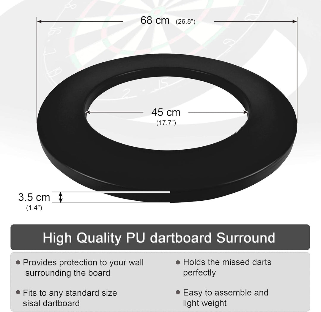 ONE80 Dart Catchring Surround Dartscheibe Schutz Dart Auffangring für 45 cm Dartscheibe Schwarz, Sch