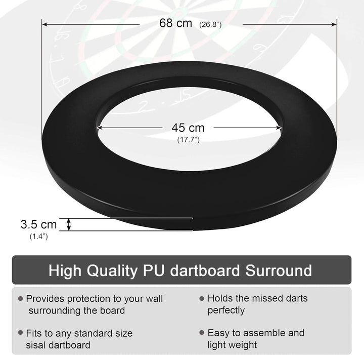 ONE80 Dart Catchring Surround Dartscheibe Schutz Dart Auffangring für 45 cm Dartscheibe Schwarz, Sch