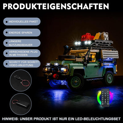 Licht-Kit für Lego 10317 Land Rover Classic Defender 90 (Kein Lego-Modell),Fernbedienung Led Beleuch