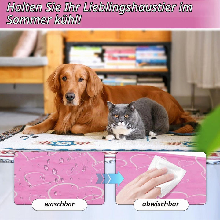 Kühlmatte Hund,60x50cm Kühlmatte Katze Rosa,Kühldecke Hund mit Selbstkühlend Ungiftiges Gel,Kühlmatt