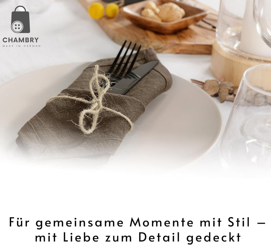 chambry 6 Premium Stoffservietten 100% Leinen Stonewashed - 40cm x 40cm - inkl. Faltanleitung als E-