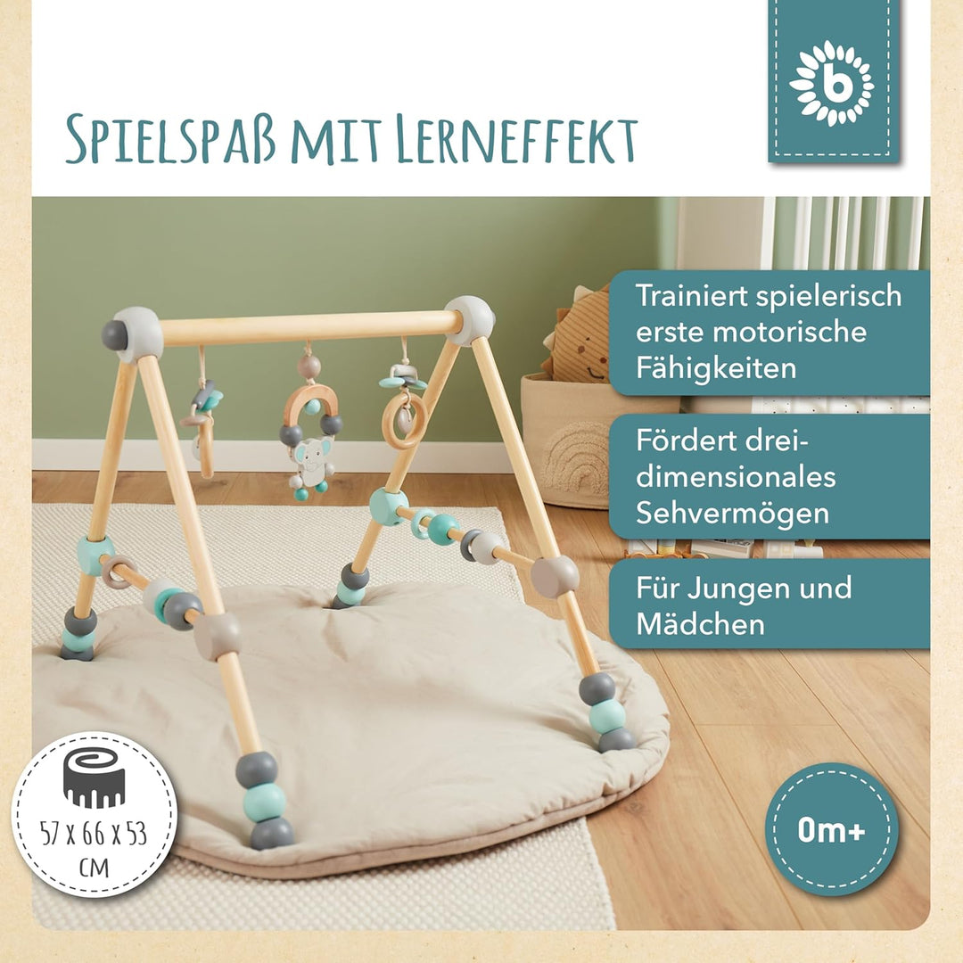 Bieco Spieltrapez | Spielbogen für Babys -Figuren, Rasseln, Kugeln- Höhenverstellbar | Spielebogen H