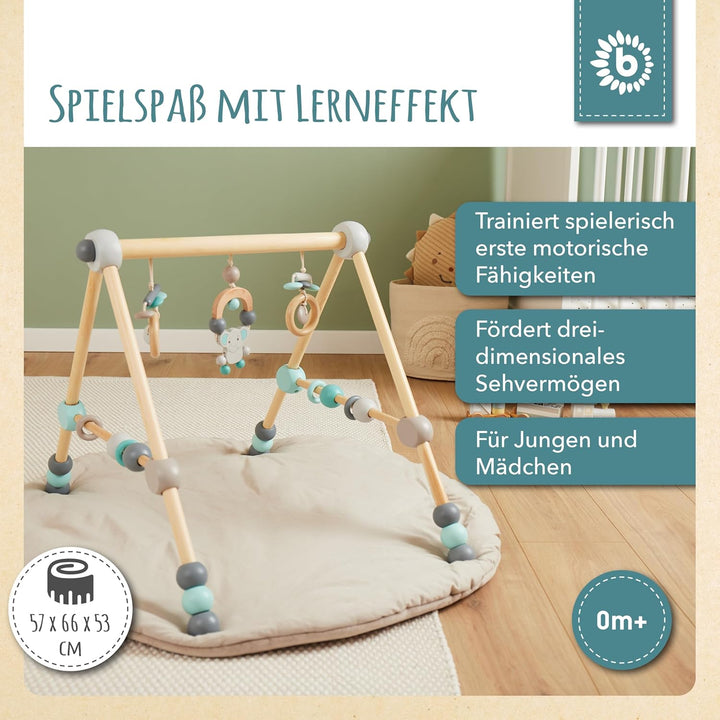 Bieco Spieltrapez | Spielbogen für Babys -Figuren, Rasseln, Kugeln- Höhenverstellbar | Spielebogen H