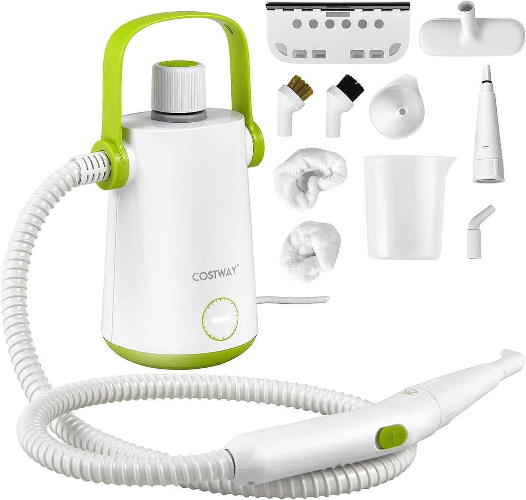 COSTWAY Dampfreiniger Handgerät | 1000W & 300 ml Wasserkapazität & 10 Zubehörsätze | Steamshot Steam