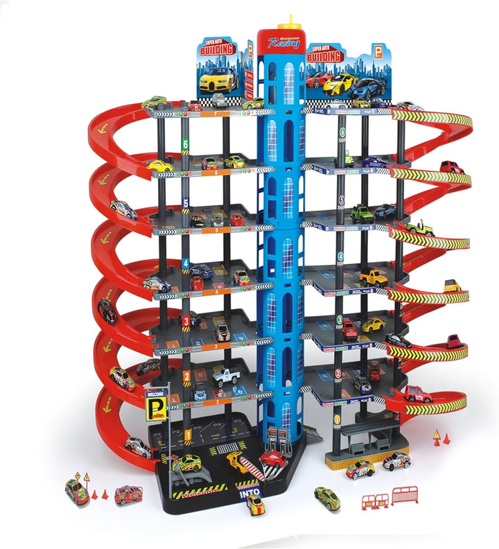 Parkgarage Spielset mit Autos und viel Zubehör für Kinder Autogarage Parkhaus Garage Spielzeugautos