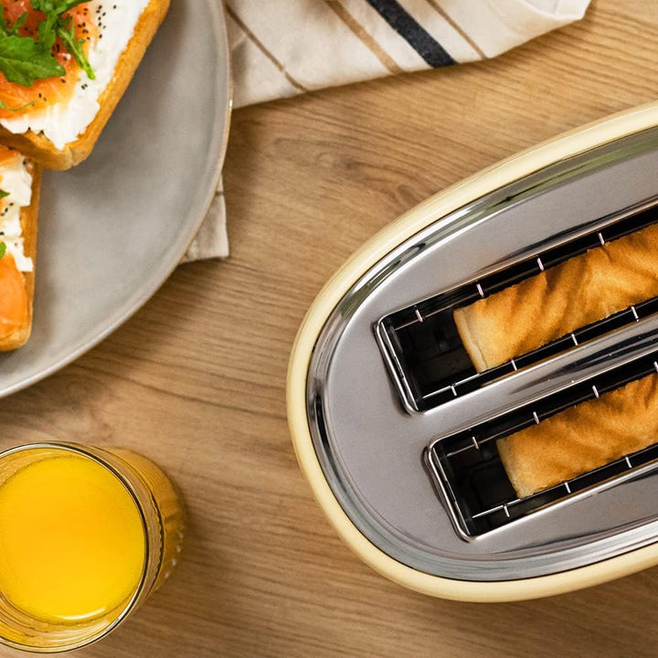 Cecotec Toast&Taste 1000 Retro Double Beige Toaster 2 Scheiben, 980 W, 2 breite Schlitze 3,8 cm und