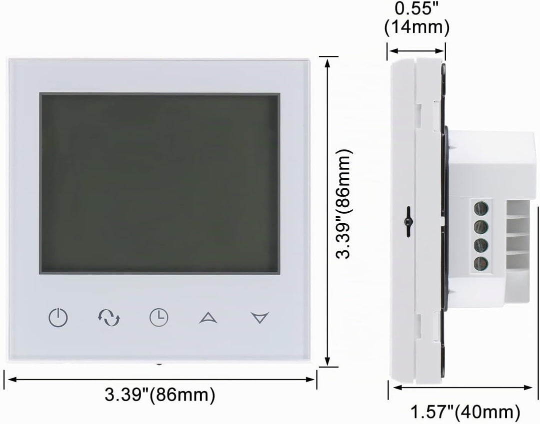 Wengart Programmierbarer Thermostat WG03-2 Touchscreen-Design, AC230V 3A LCD-Display, geeignet für W