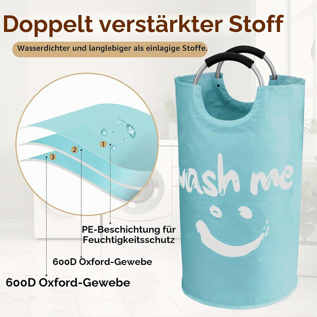 IHOMAGIC Faltbare Wäschekörbe Wäschebehälter mit Aluminiumgriffen, Grosse Wäschesammler, Reise Wäsch