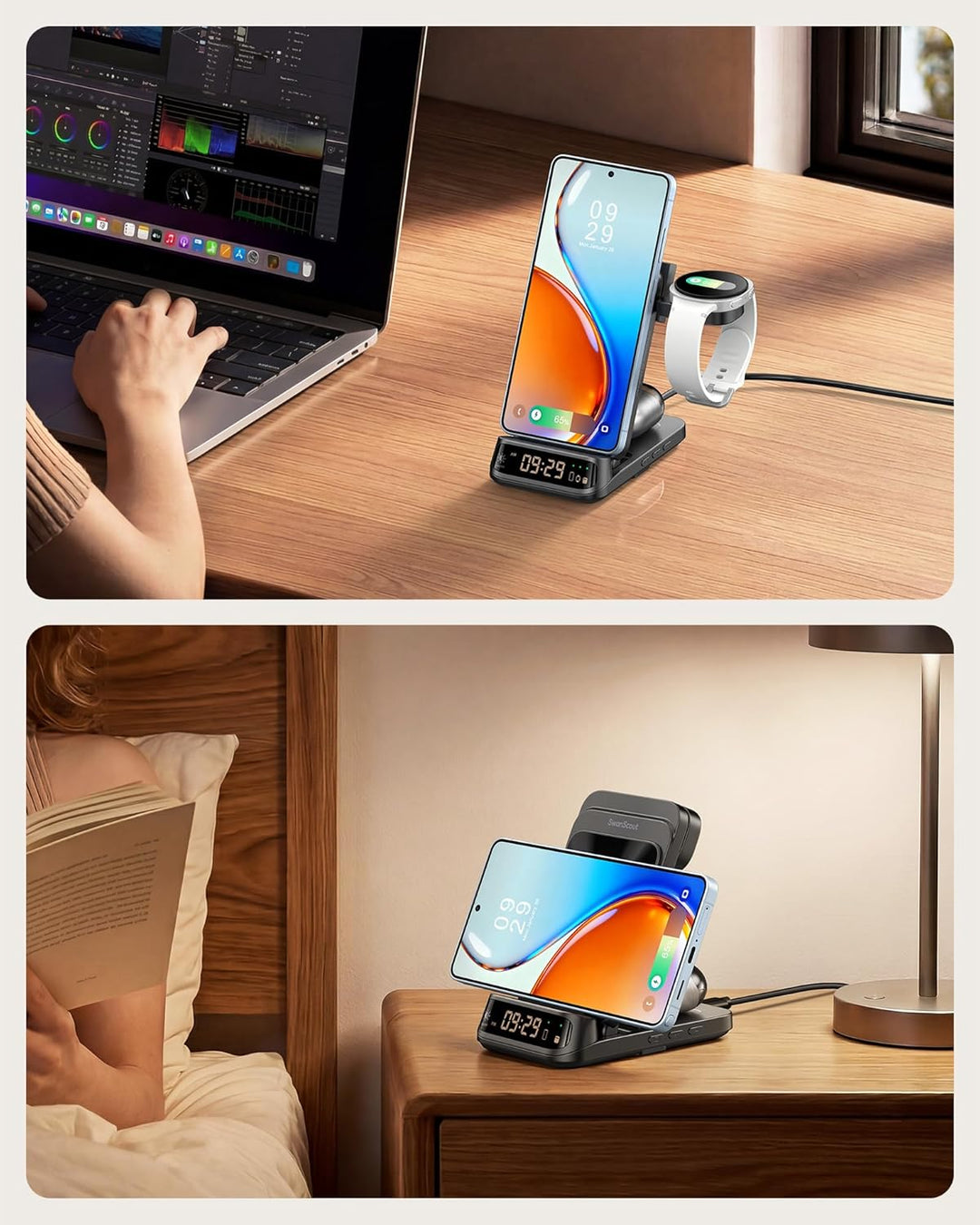 SwanScout Induktive Ladestation, Wireless Charger für Samsung Galaxy S25 Ultra/S25+/S25/S24/S23/S22/