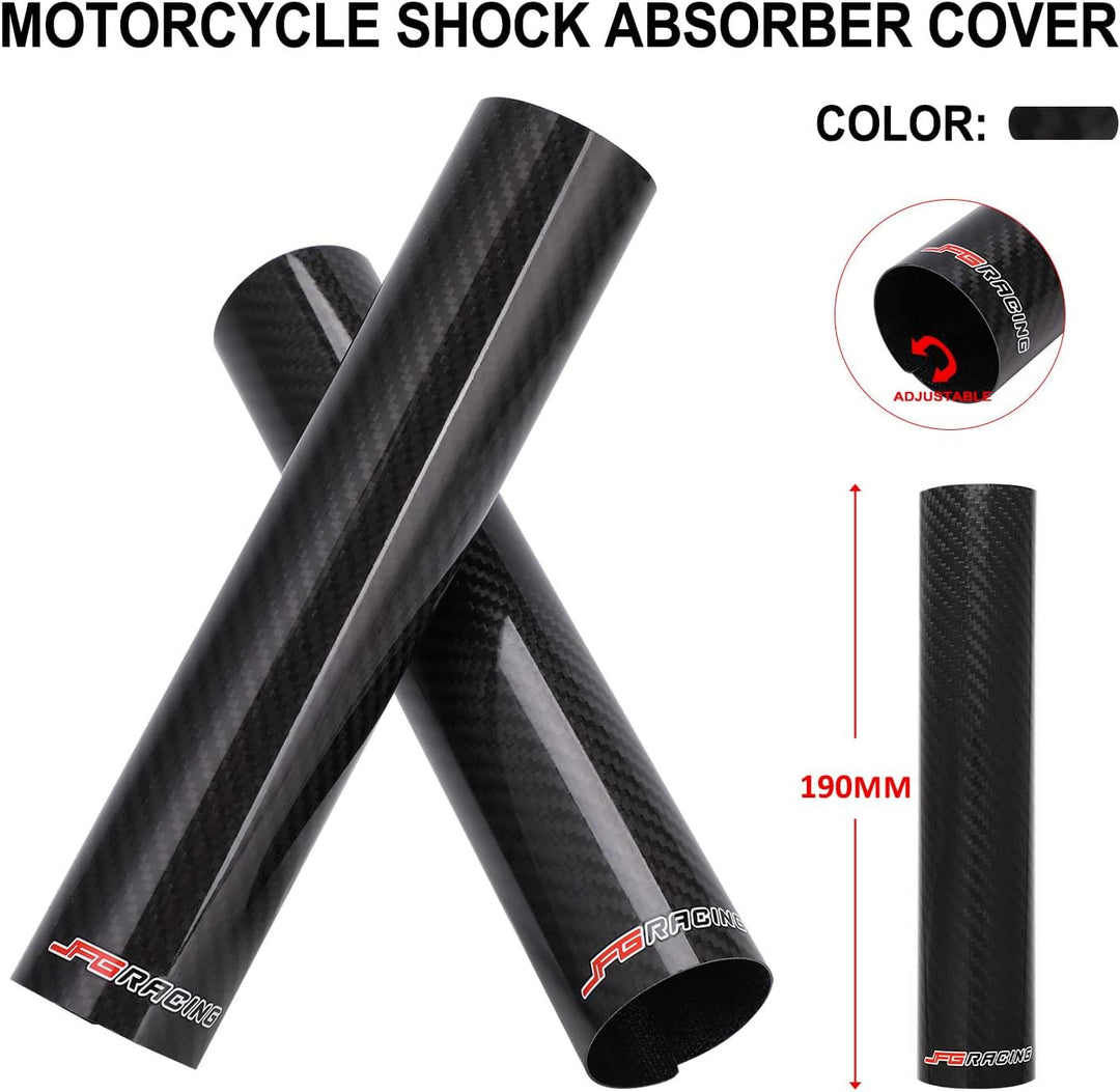 JFG RACING 190 mm Motorrad Vorderradgabel Abdeckung,1 Paar Motorrad Gabelabdeckung Kohlefaser,Verste