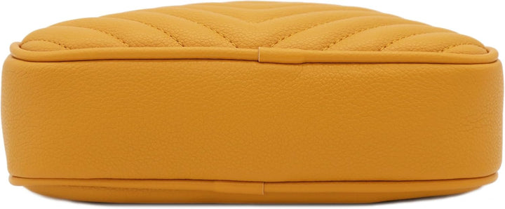 FashionPuzzle Chevron gesteppte Crossbody-Kameratasche mit Kettenriemen und Quaste Senf, Senf