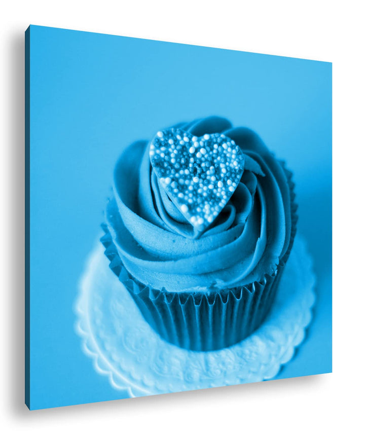 deyoli appetitlicher Cupcake Format: 60x60 Effekt: Monocrome Blau als Leinwandbild, Motiv fertig ger