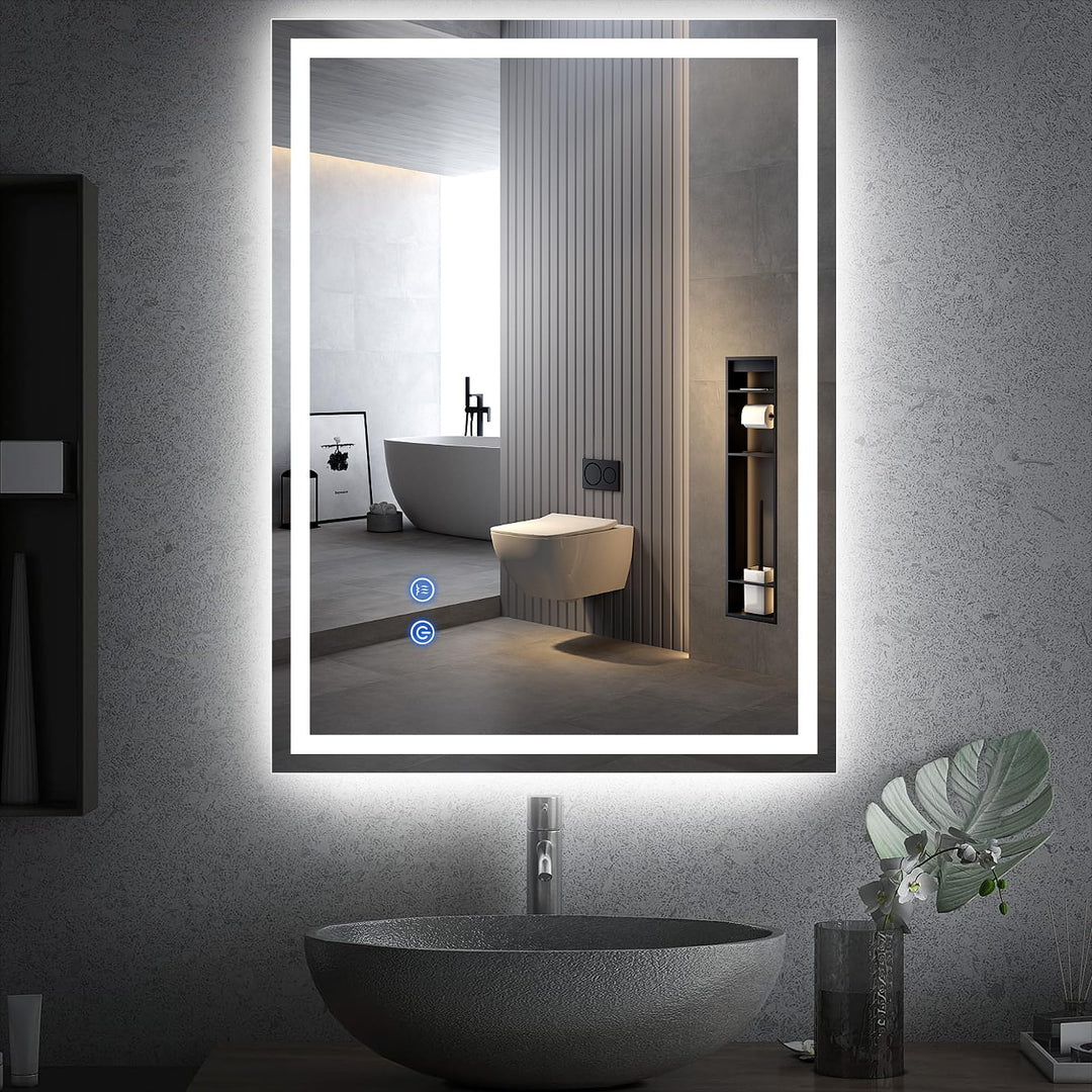 Trintion LED Badspiegel mit Beleuchtung Badezimmer Wandspiegel Badezimmerspiegel Anti-Beschlag mit T