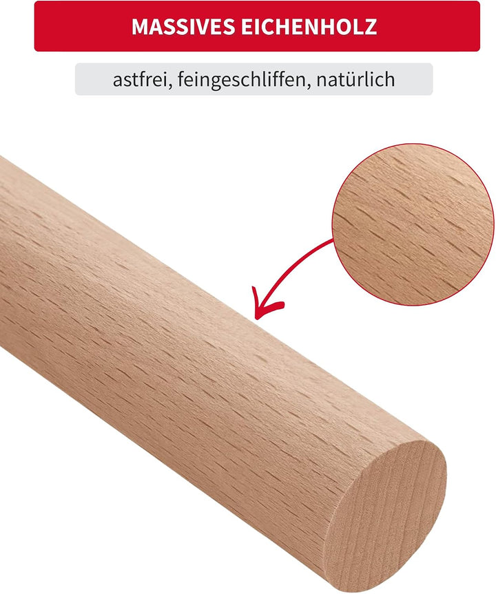 Gedotec Buchen-Rundstab glatt | Rundhölzer | Bastelstäbe 25 x 1000 mm | 5 Stück | Holzstäbe aus Buch