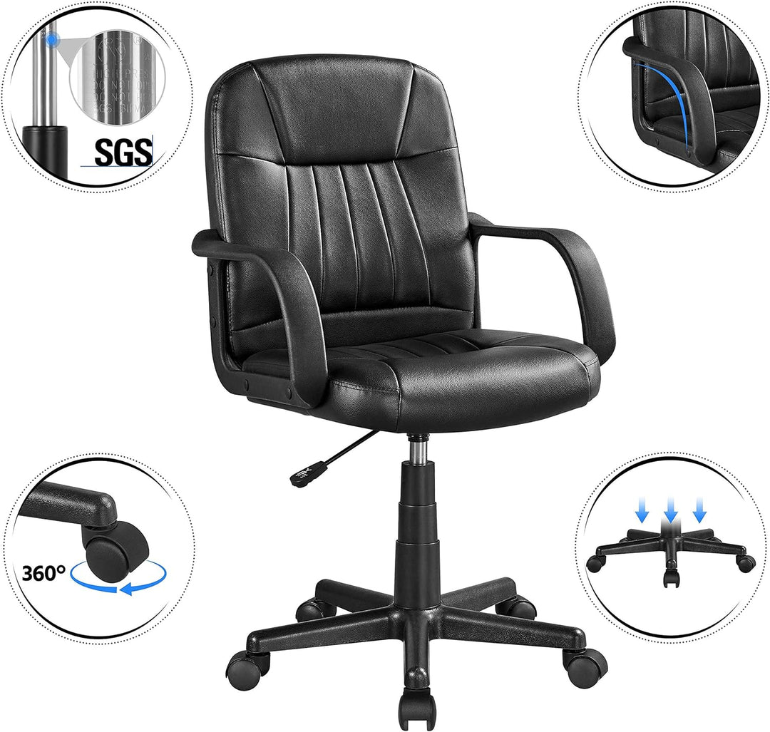 Yaheetech Bürostuhl ergonomischer Computerstuhl, Schreibtischstuhl mit Armlehne, höhenverstellbar un