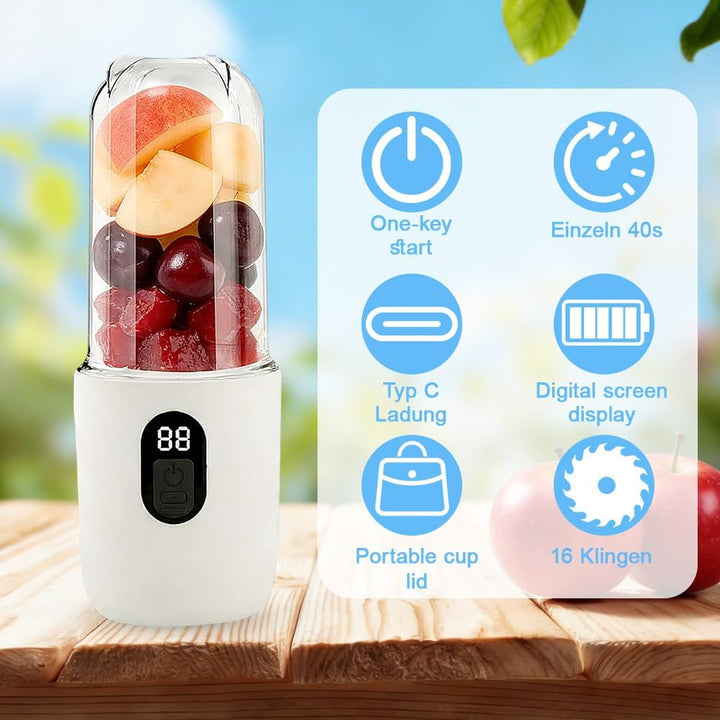 Foreverup Tragbarer Mixer, Smoothie Maker to Go für Smoothies und Shakes, Mini Standmixer Mit 16 Kli
