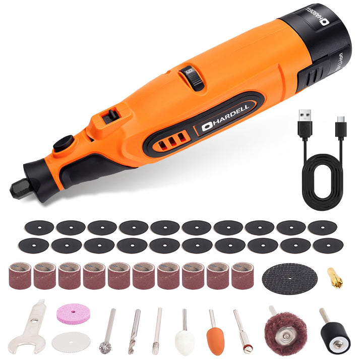 HARDELL 12V Akku Multifunktionswerkzeug Set mit 43 Zubehörteilen, 6-Gang Drehzahlregelung (10.000–25