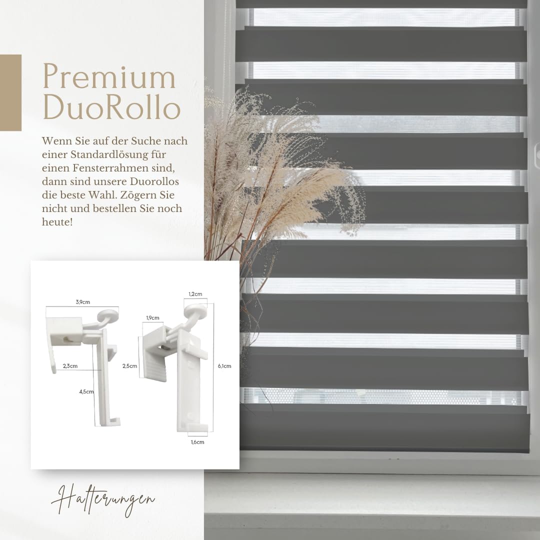 Home-Vision® DuoRollo Klemmfix, Doppelrollo ohne Bohren mit Klämmträgern, Rollos für Fenster und Tür