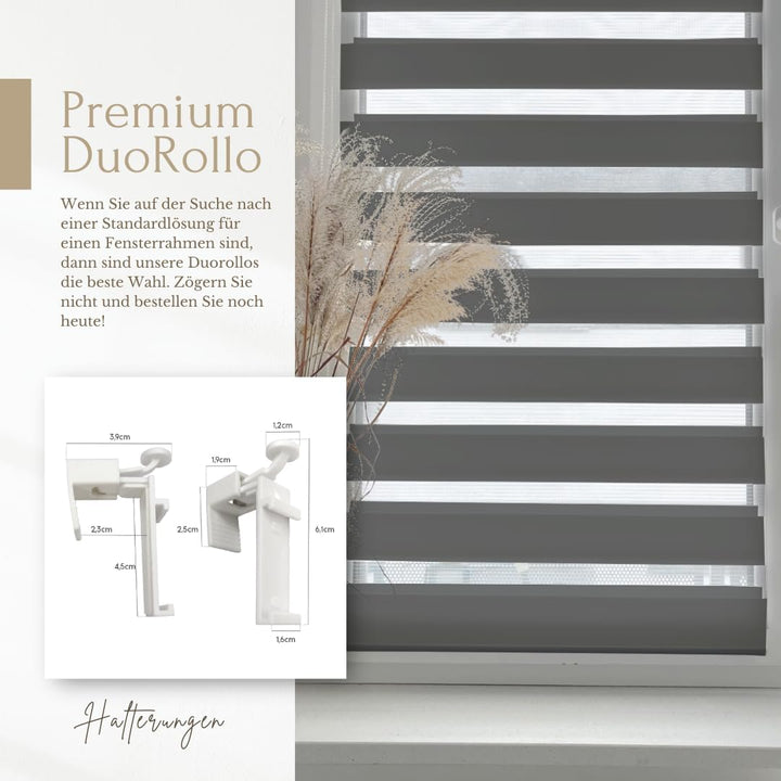 Home-Vision® DuoRollo Klemmfix, Doppelrollo ohne Bohren mit Klämmträgern, Rollos für Fenster und Tür