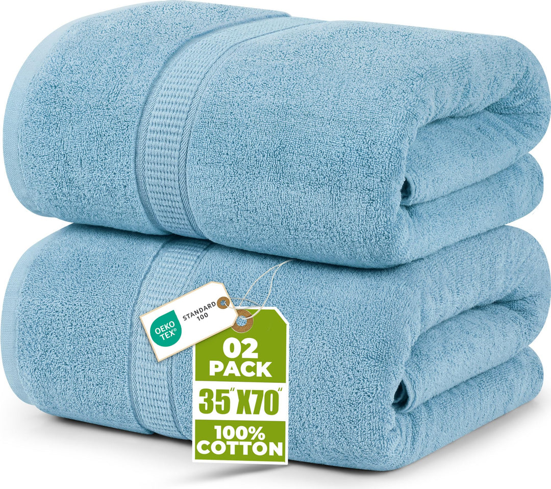 Utopia Towels - 2er Badetücher Gross aus Baumwolle mit Aufhänger, Saunatücher,Badehandtücher Gross,