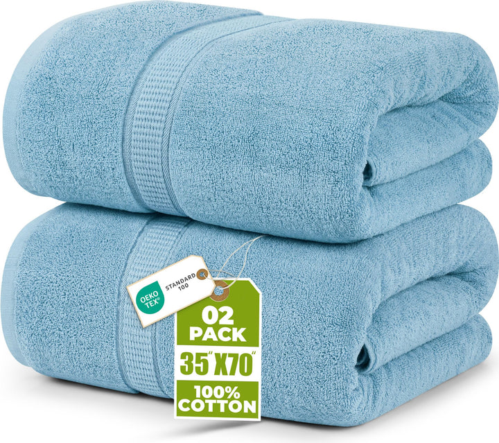 Utopia Towels - 2er Badetücher Gross aus Baumwolle mit Aufhänger, Saunatücher,Badehandtücher Gross,