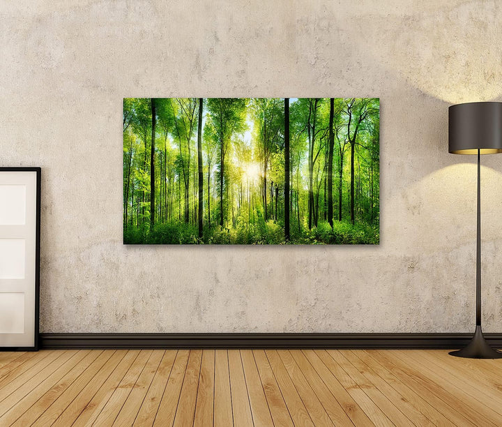 islandburner Bild auf Leinwand Malerischer Wald Grüne Laubbäume Bilder Wandbilder Poster Leinwand 10