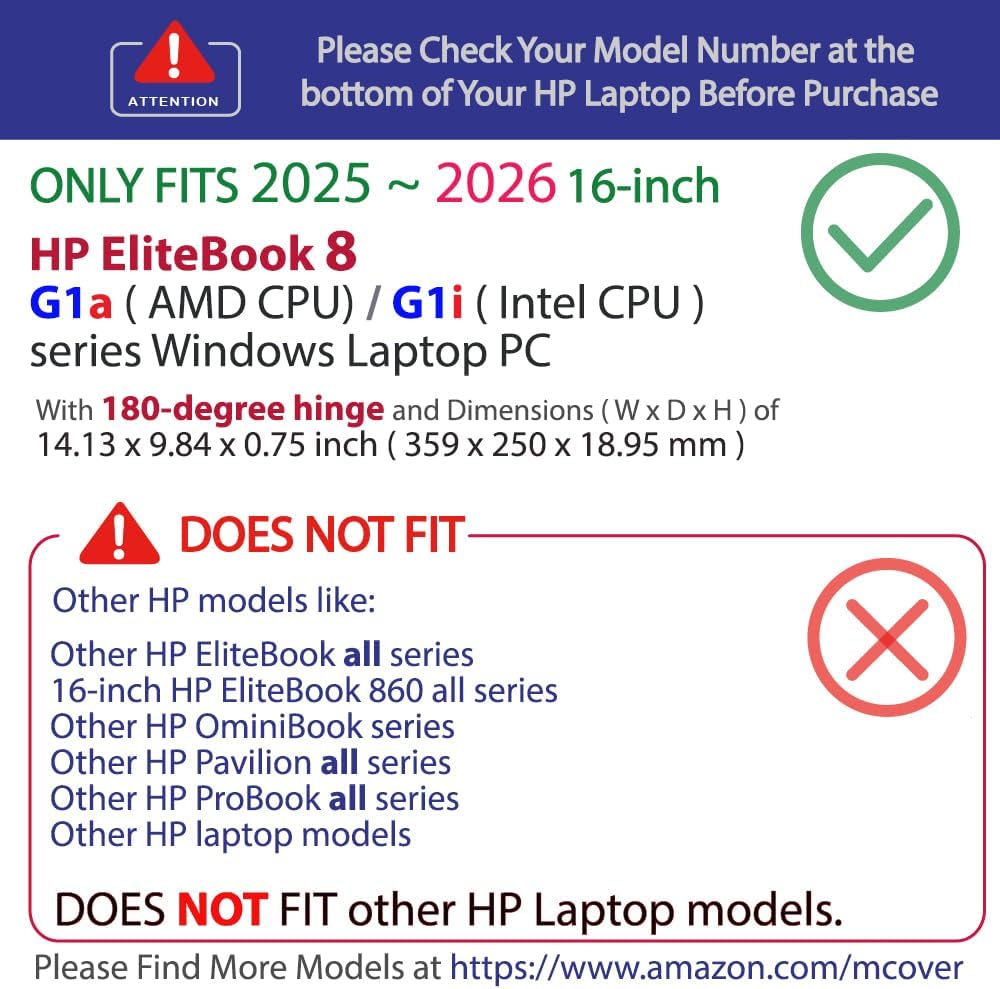 mCover Nur kompatibel mit HP EliteBook 8 G1a (AMD) | G1i (Intel) 40,6 cm (16 Zoll) Windows Notebook