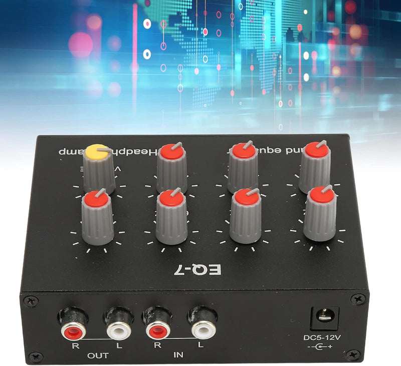 Cuifati 7-Band-Sound-Equalizer, Zweikanal-Digital-Equalizer mit Hoher Basseinstellung, Car-Audio-Gra