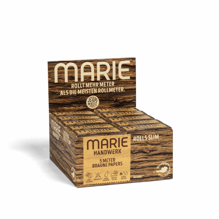 MARIE® HANDWERK Rolls Slim 5 Meter x 20 Rolls | Ungebleichte Papers zum Drehen in individueller Läng