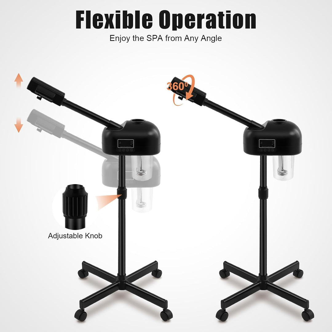 Bedampfer Kosmetik, DampfgeräT für Gesicht mit Drehbarem Arm &amp; LCD-Bedienfeld, Esichtsdampfer für Sa