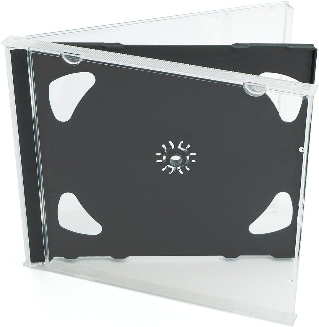 2er CD/DVD/Blu Ray Jewel Case Leerhüllen mit schwarzem Tray 10mm 50 Stück 50 Stück doppelt, 50 Stück