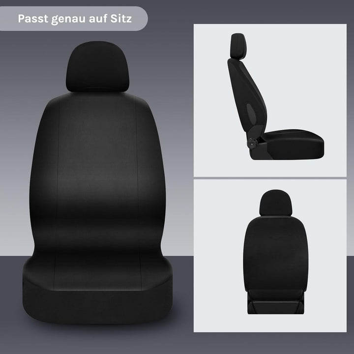 WOLTU Auto Sitzbezüge universal Grösse, 1+2 Sitzbezug Schonbezüge aus Kunstleder schwarz, Schwarz