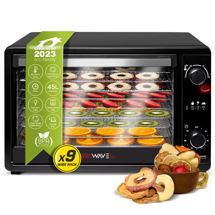 TurboTronic By Z-LINE TurboWave Bio Dörrgerät komplett aus Metall, 45 Liter, 9X Einlegeboden, inkl.