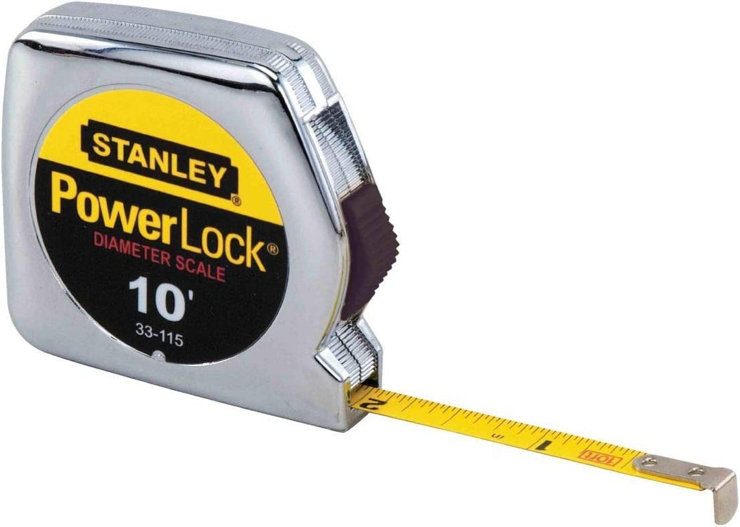 Powerlock Tape Rule, 1/4 x 10ft, Plastic Case, Chrome, 1/16 Graduation, Sold as 1 Each by Stanley To