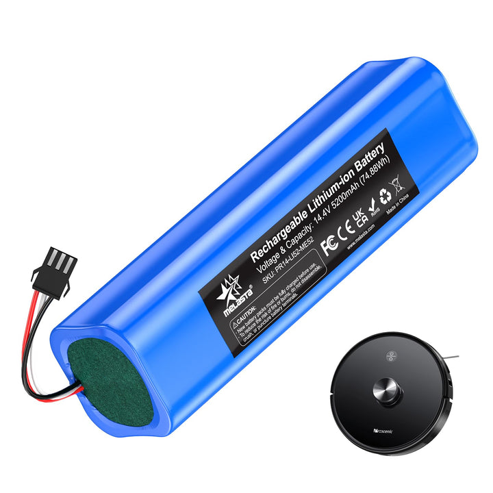 melasta 14.4V Li-Ion 5200 mAh Ersatz Akku Batterie für Proscenic M7 M8 Pro/Lydsto R1 / Uoni V980 Plu