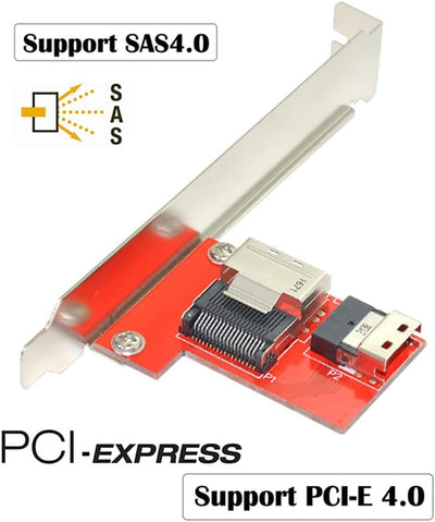 Xiwai PCI-Express 4.0 Slimline SAS SFF-8654 auf Mini SAS SFF-8087 PCBA Buchse Adapter mit Halterung