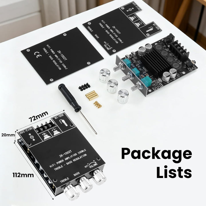 ZK-1002T HiFi Verstärker mit Bluetooth Mini Stereo-Audioverstärker 2.0 Kanal 100W+100W Stereo Mini v