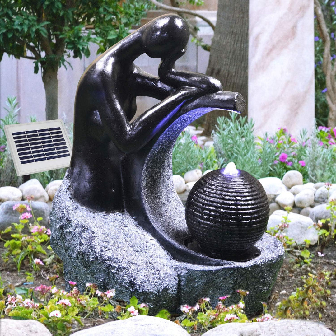 Solar Gartenbrunnen Brunnen Solarbrunnen Zierbrunnen Wasserfall Gartenleuchte Teichpumpe für Terrass