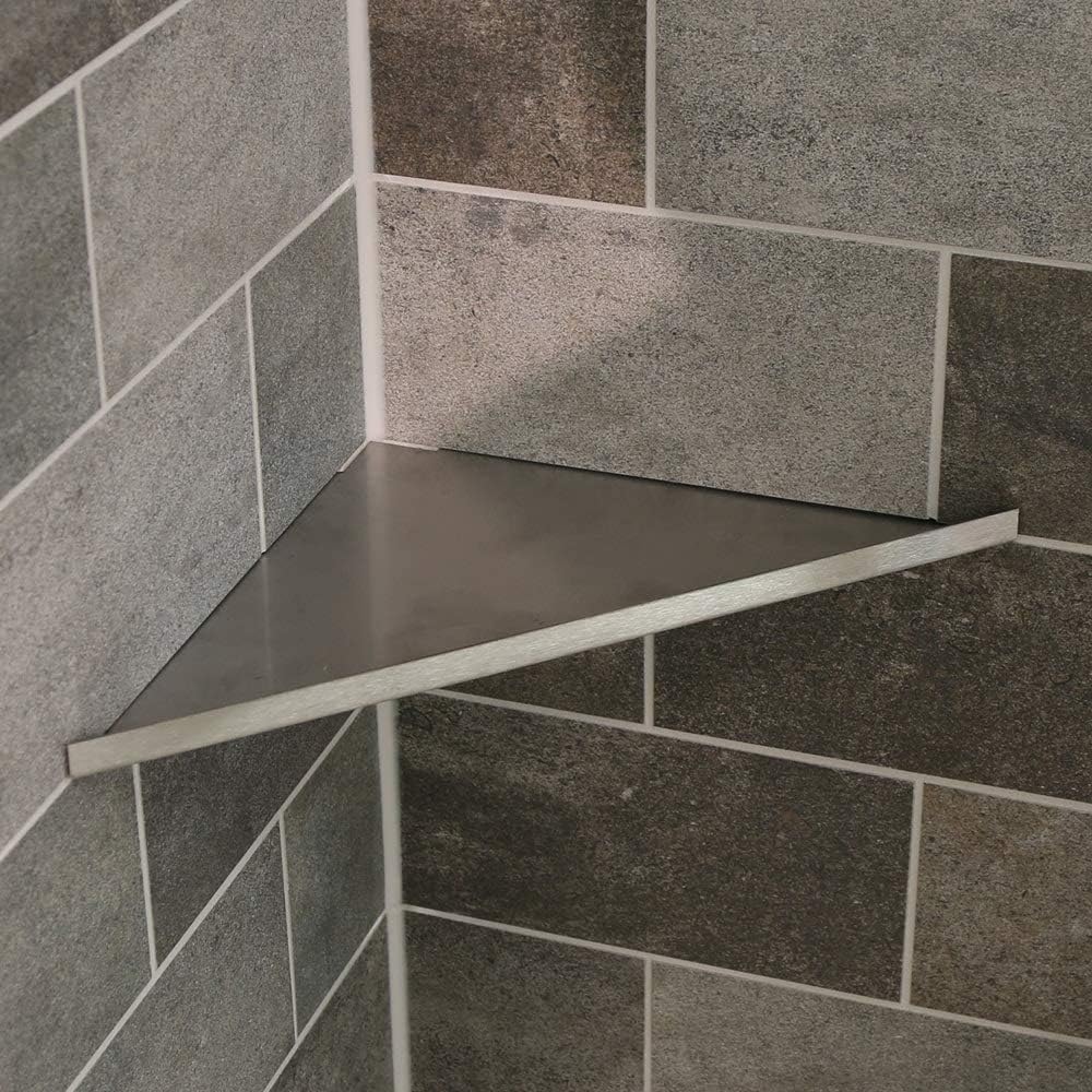Duschablage Eckablage ohne Bohren für Bad befliesbar V2A Edelstahl (225 x 225 mm), 225 x 225 mm