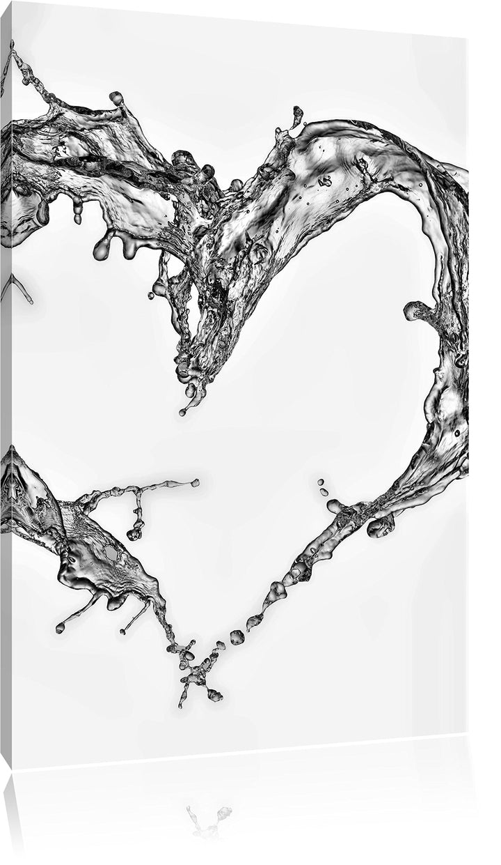 Pixxprint Herz aus Wasser / 100x70cm Leinwandbild bespannt auf Holzrahmen/Wandbild Kunstdruck Dekora