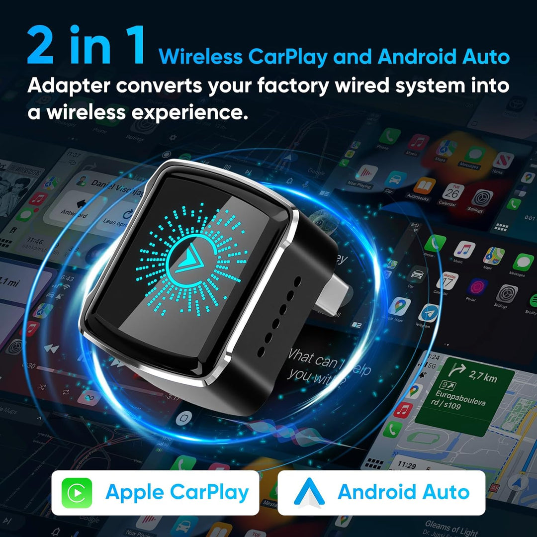 MYPIN 2-in-1 Wireless CarPlay Adapter für iPhone und Android Auto, Plug & Play Konnektivität, Kompat