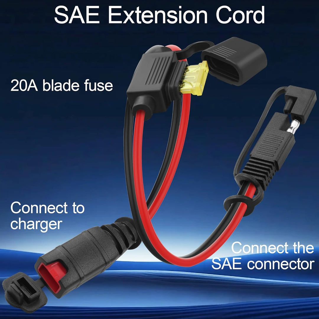SAE-Verlängerungskabel,Akku-Ladegerät,SAE-Kabel für Genius Smart Ladegeräte,20A Sicherung,wasserdich