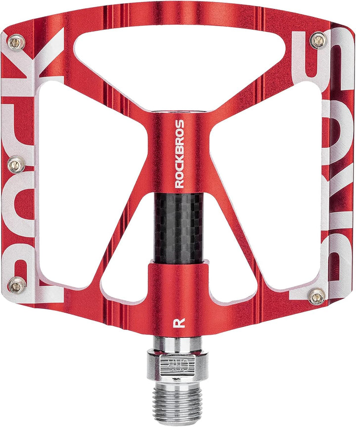 ROCKBROS Fahrradpedale 9/16" Aluminiumlegierung MTB Pedale Mit Abgedichtete Lager Rot, Rot
