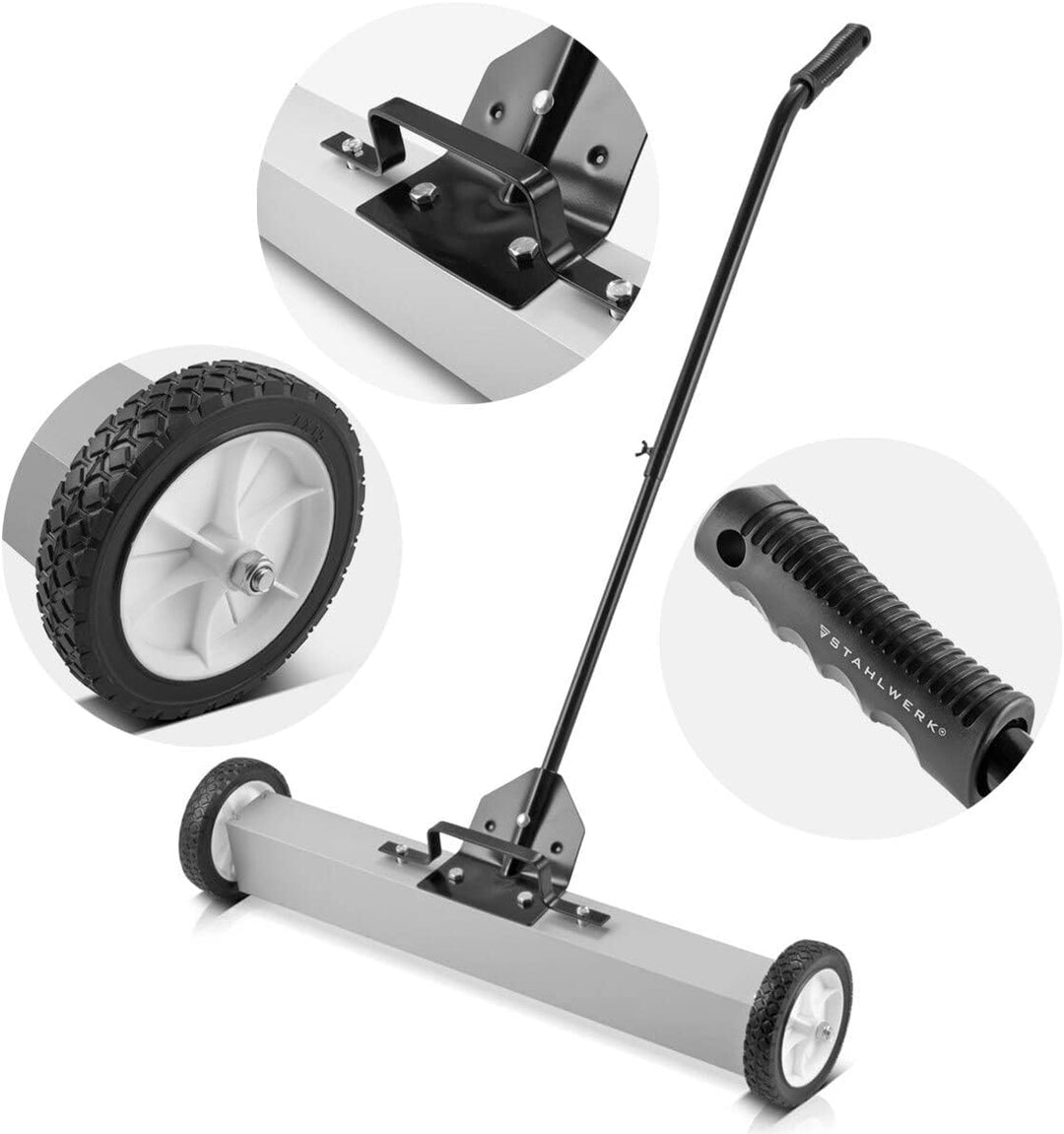 STAHLWERK Magnet-Bodenkehrer MBK-30 ST mit 762 mm Breite und 20 kg Fassungsvermögen, Magnetbesen/Spä