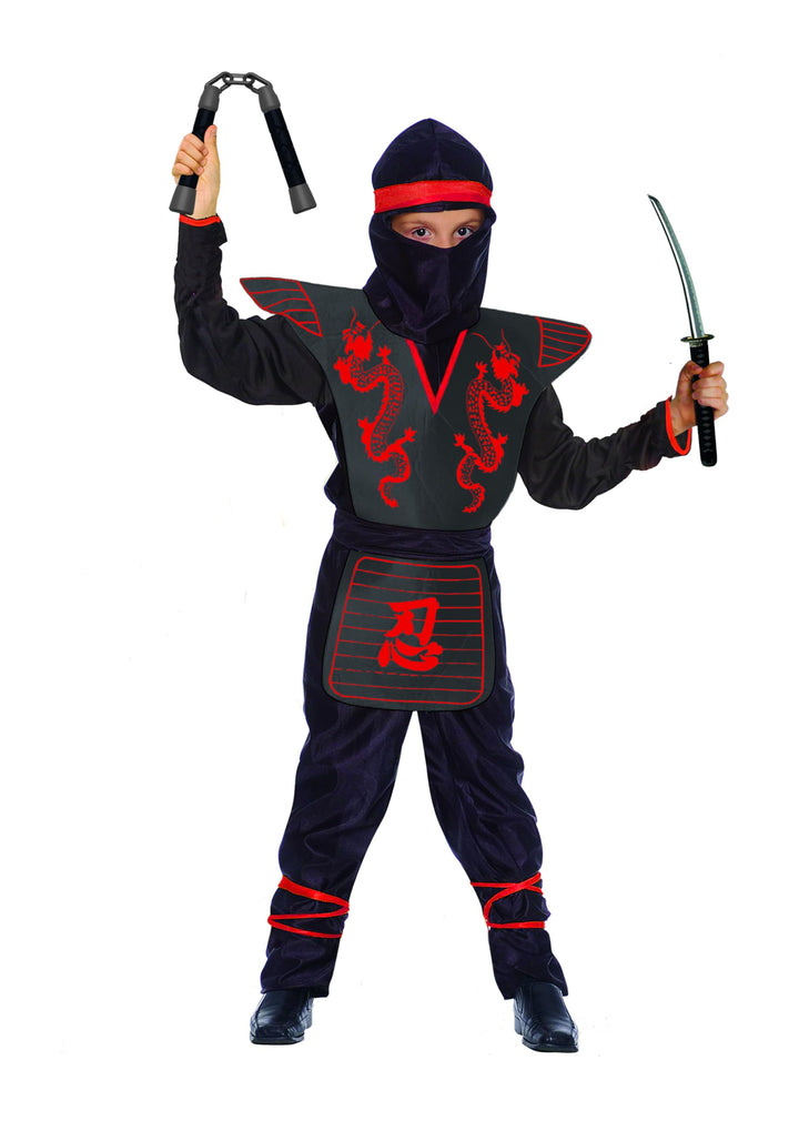 Ciao- Ninja Fighter Kostüm Verkleidung Junge with toy weapons set 5-7 Jahre Rot, 5-7 Jahre Rot